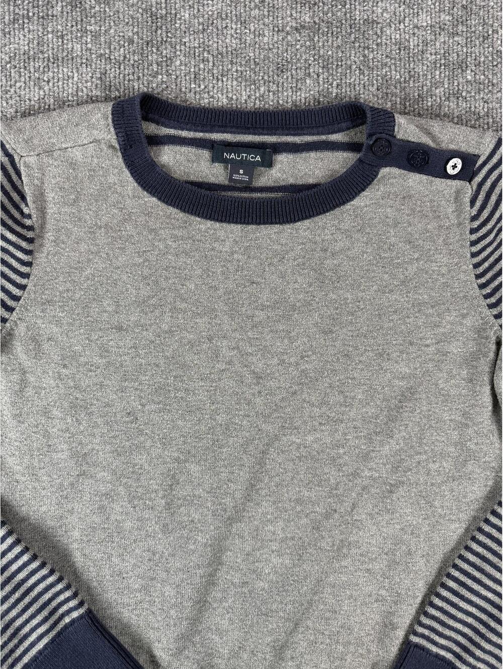 Nautica Women's Sweater Gray Navy Size Small, 3 Button accent, nautical, preppy - Picture 3 of 9